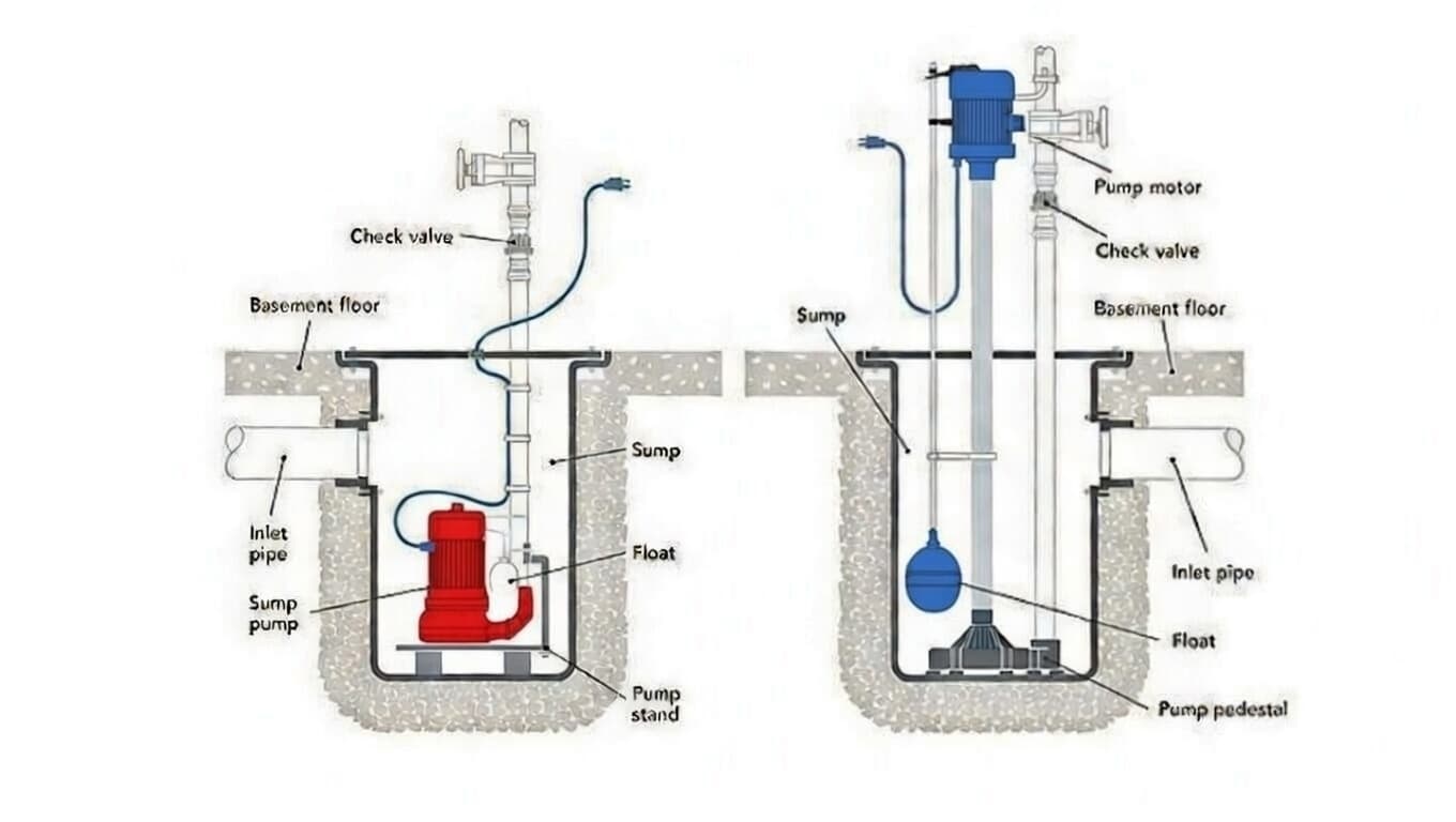 Submersible vs pedestal sump pump comparison