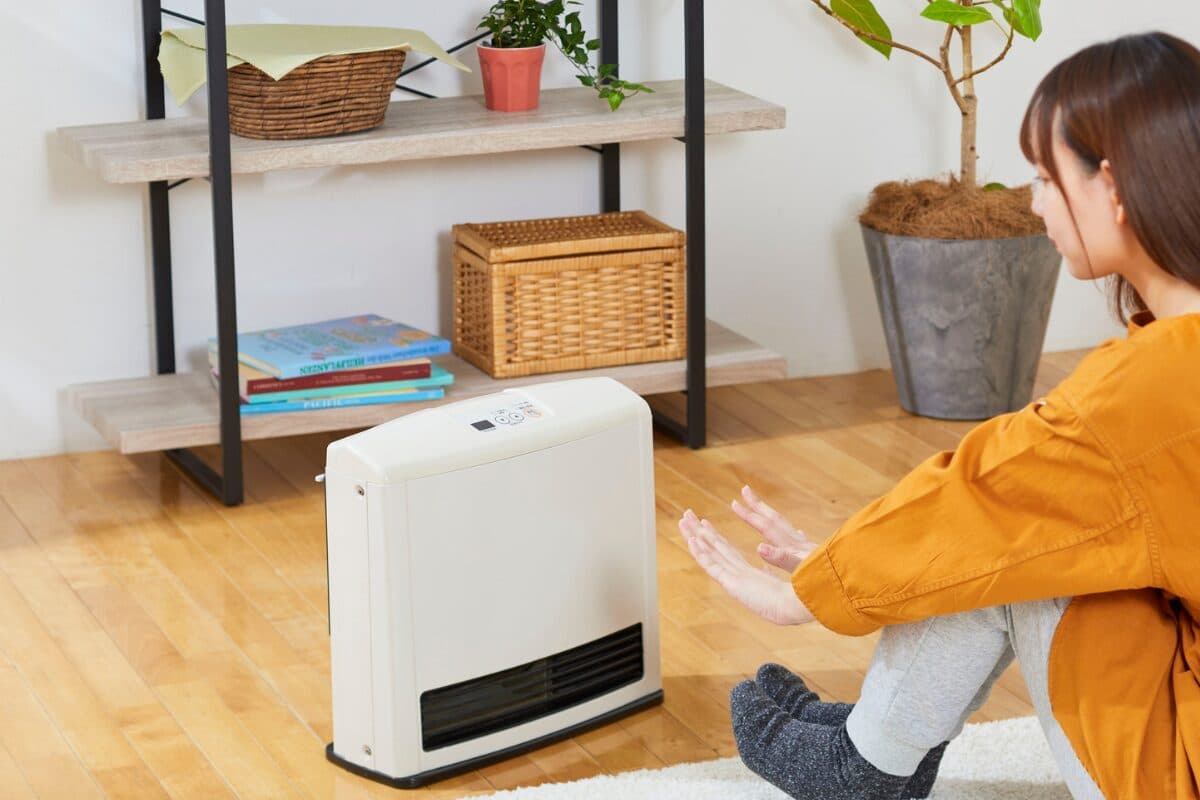 Space heater warming a finished basement