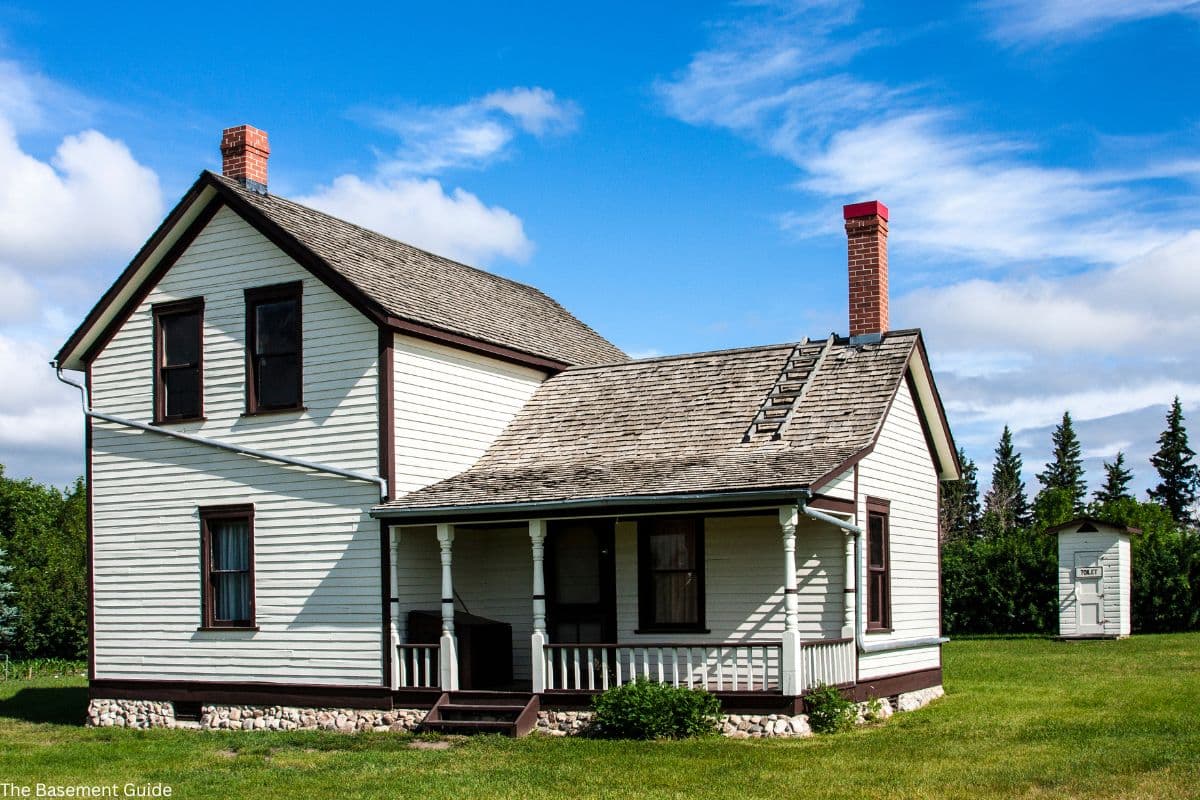 Stone foundation basement in an older home with exposed masonry walls